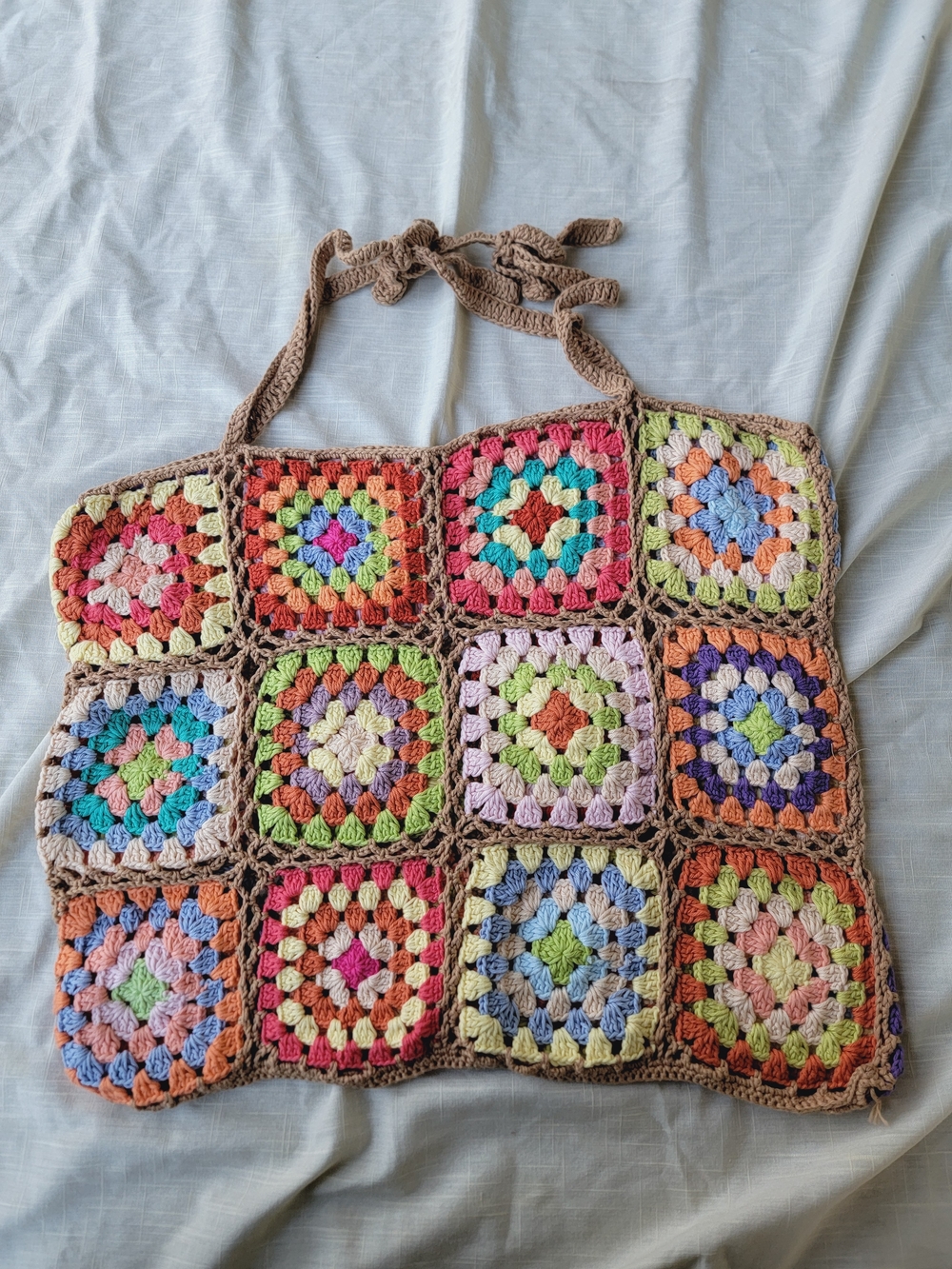 Tricia Fix Multicolor Crochet Granny Square Tote w/scarf Set Sample NO TAGS - Picture 4 of 13
